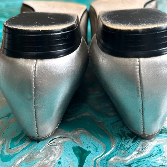 Metallic Leather Slip On Loafers Calico Made in Brazil Womens 7.5 Bronze Silver - Picture 7 of 8